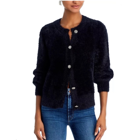 Aqua Eyelash Cardigan – Sz S (Small) – Black – NWT - Picture 5 of 6